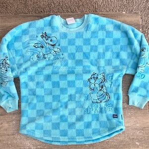Disney Pixar fluffy fleece like blue with embroidered characters spirit jersey